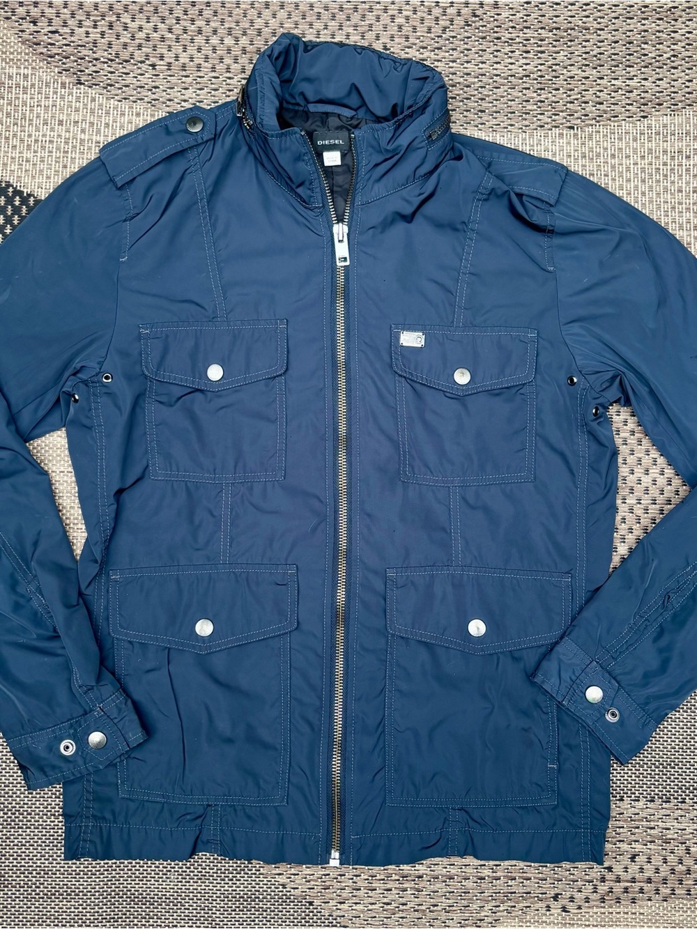 Diesel Navy Field Jacket with Multiple Flap Pockets